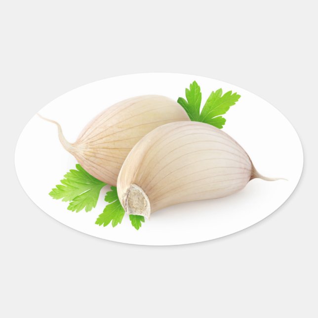 Two pieces of garlic oval sticker (Front)