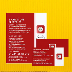 Two Pin Power Socket, Electrician Business Card
