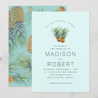 Two Pineapples Hawaiian Theme Wedding Invitations