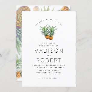 Two Pineapples Hawaiian Wedding Theme Invitations