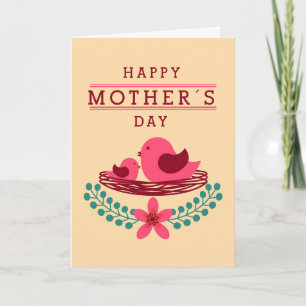 Two Pink Birds Mother's Day Card