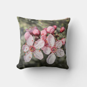 Two Pink Blossoms Reaching Out. Cushion
