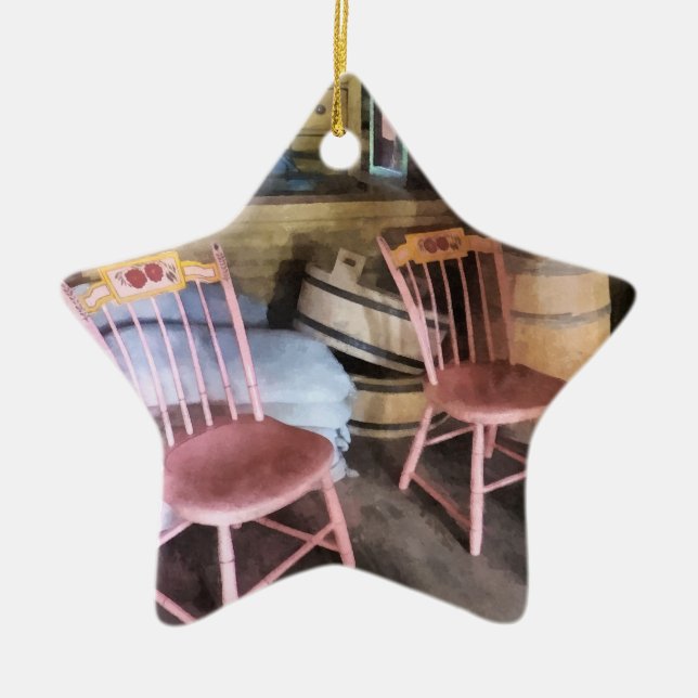 Two Pink Chairs In General Store Ceramic Tree Decoration (Front)