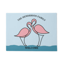 Two Pink Flamingos Family Name Welcome