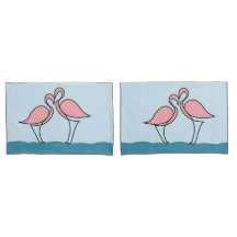 Two Pink Flamingos on Water