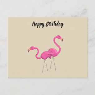 Two Pink Flamingos standing together Postcard