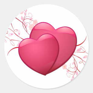 Two Pink Hearts Classic Round Sticker