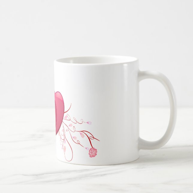 Two Pink Hearts Coffee Mug (Right)