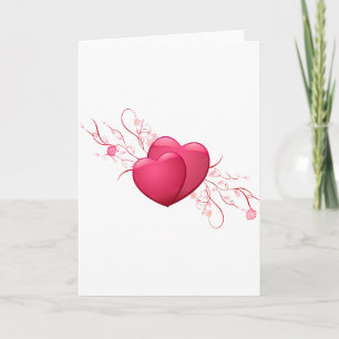 Two Pink Hearts Holiday Card