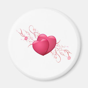 Two Pink Hearts Magnet