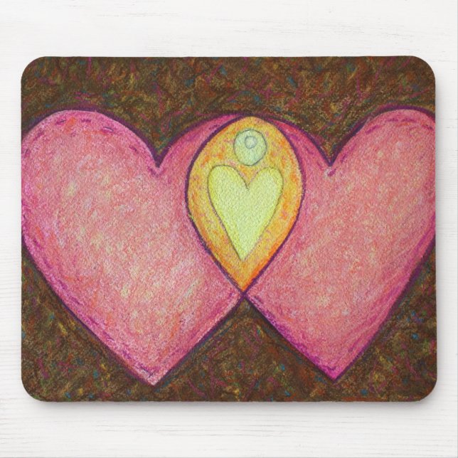 Two Pink Hearts Mousepad (Front)