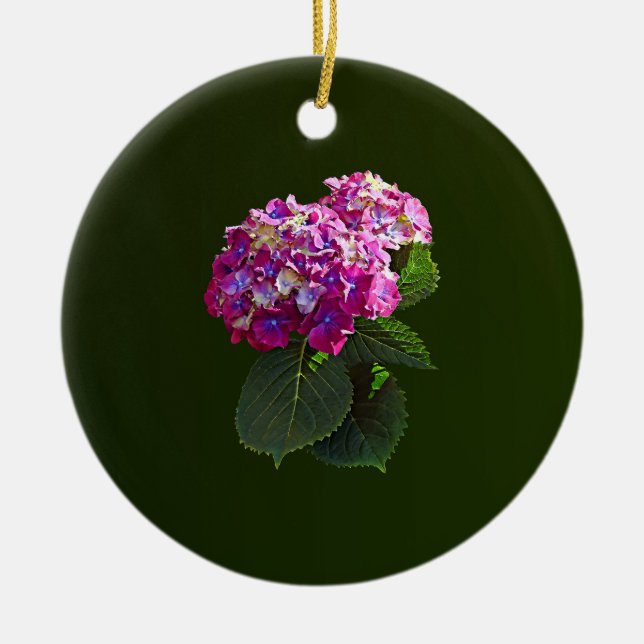 Two Pink Hydrangea Ceramic Tree Decoration (Front)