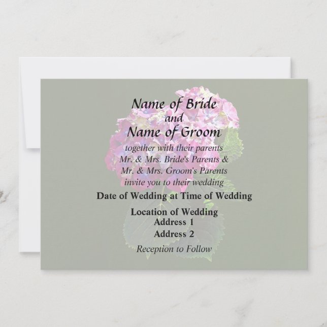 Two Pink Hydrangea Wedding Supplies Invitation (Front)