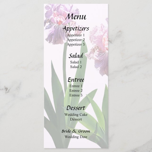 Two Pink Irises Menu (Front)
