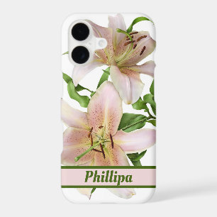 Two Pink Lily Flowers Botanical Art Personalised