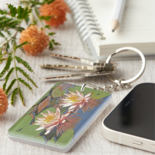 "TWO PINK LOTUS BLOSSOMS" KEYCHAIN