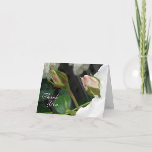 Two Pink Rose Buds Thank You Note Card