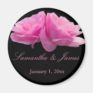 Two Pink Roses Personal Wedding Magnet