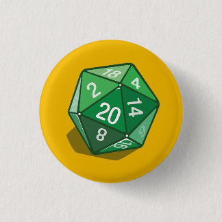 Two Pips - Green D20 3 Cm Round Badge