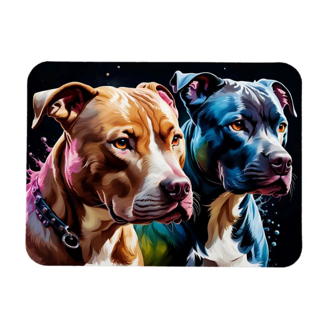 Two Pit Bulls portrait  Magnet (Horizontal)
