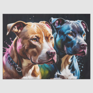 Two Pit Bulls portrait  Tissue Paper