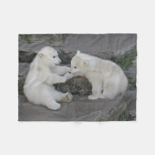 Two Polar Bear Cubs Fleece Blanket