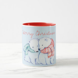 Two Polar Bears Merry Christmas Mug