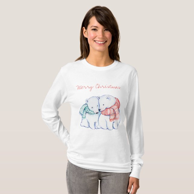 Two Polar Bears Merry Christmas Shirt (Front Full)