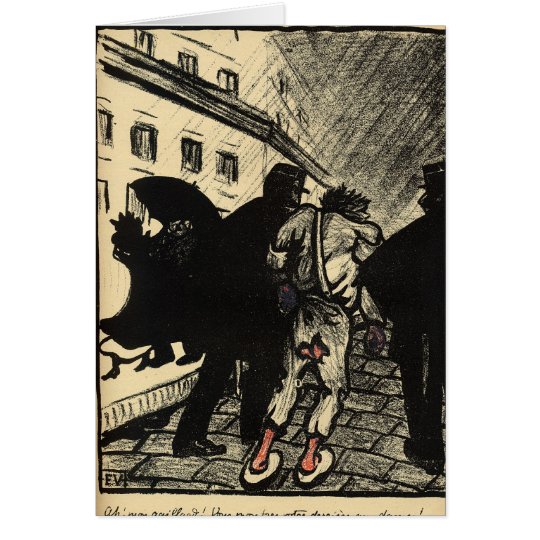 Two policemen take away a tramp dressed in rags card