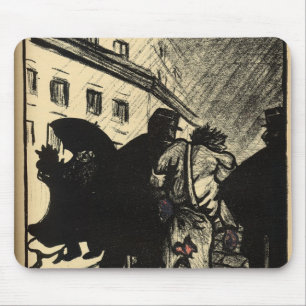 Two policemen take away a tramp dressed in rags mouse mat