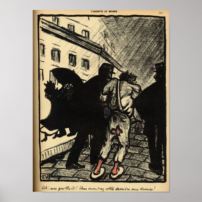 Two policemen take away a tramp dressed in rags poster (Front)