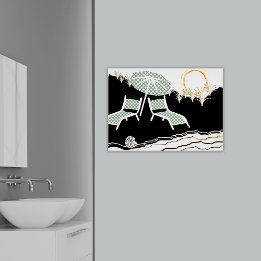 Two Polka Dot Beach Chairs At Sunset Poster