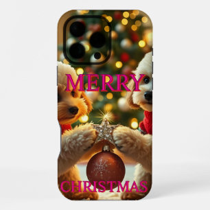 TWO POODLES CELEBRATING CHRISTMAS iPhone 16 PRO MAX CASE
