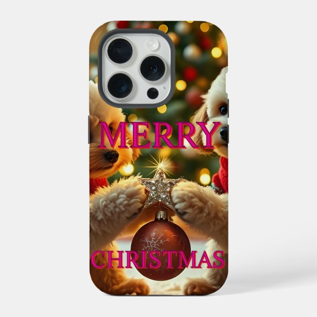 TWO POODLES CELEBRATING CHRISTMAS iPhone CASE (Back)
