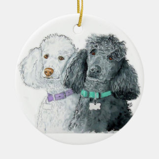 Two Poodles Ceramic Tree Decoration