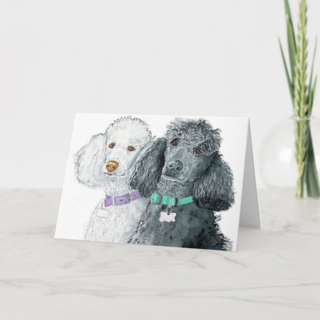 Two Poodles Greeting Cards (Front)
