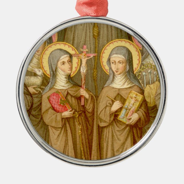 Two Poor Clare Saints (SAU 027) Metal Tree Decoration (Front)