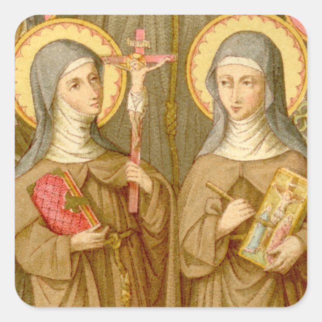 Two Poor Clare Saints (SAU 027) Square Sticker (Front)
