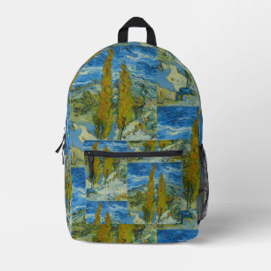 Two Poplars in the Alpilles by Vincent Van Gogh Printed Backpack