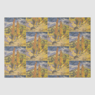 Two Poplars in the Alpilles by Vincent Van Gogh Tissue Paper