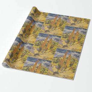 Two Poplars in the Alpilles by Vincent Van Gogh Wrapping Paper