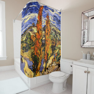 Two Poplars on a Hill Shower Curtain