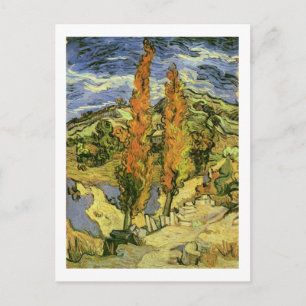 Two Poplars on a Road, Van Gogh Fine Art Postcard