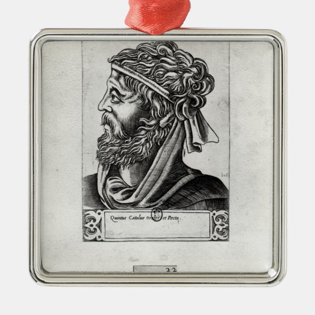 Two portraits of Catullus Metal Tree Decoration (Front)
