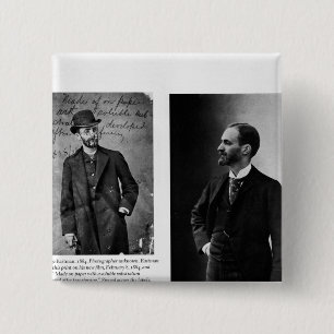 Two portraits of George Eastman 1884 and 1890 15 Cm Square Badge