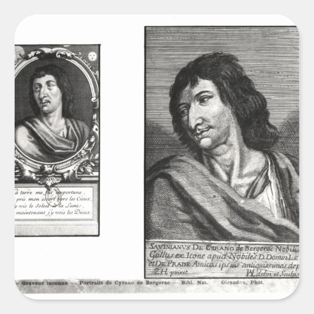 Two portraits of Savinien Cyrano de Bergerac Square Sticker (Front)