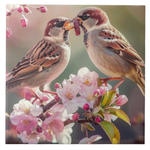 Two Pretty Birds Tile