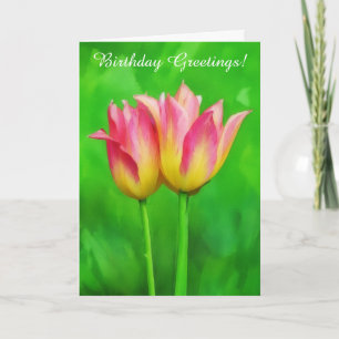 Two Pretty Tulips Two Birthday Wishes Flower Lover Card