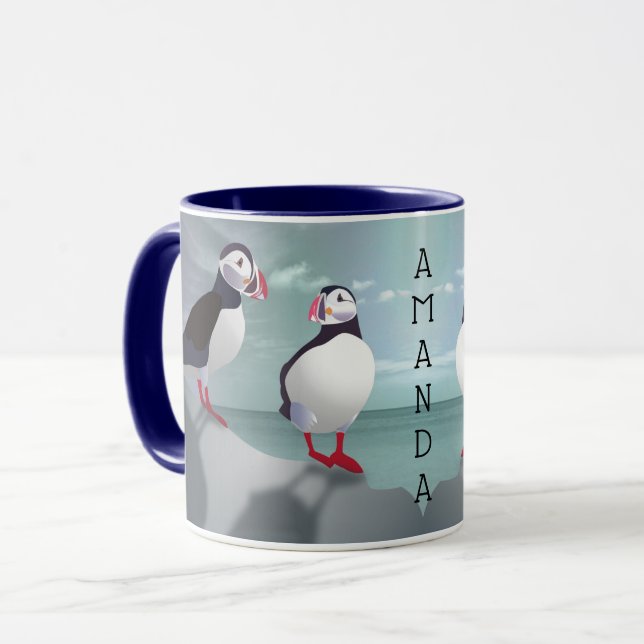 Two Puffins Design Mug (Front Left)