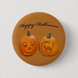 Two Pumpkin Happy Halloween 6 Cm Round Badge